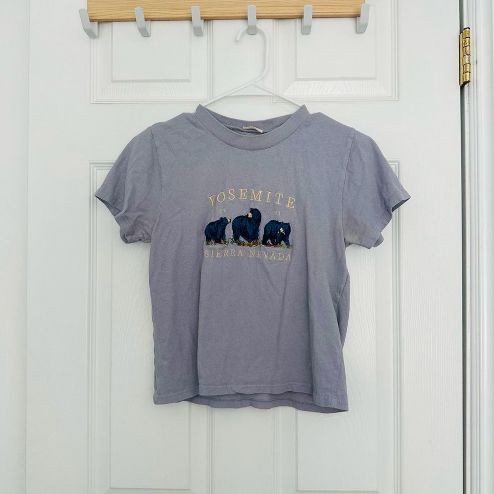 Brandy Melville baby tee 
Light blue Yosemite embroidery